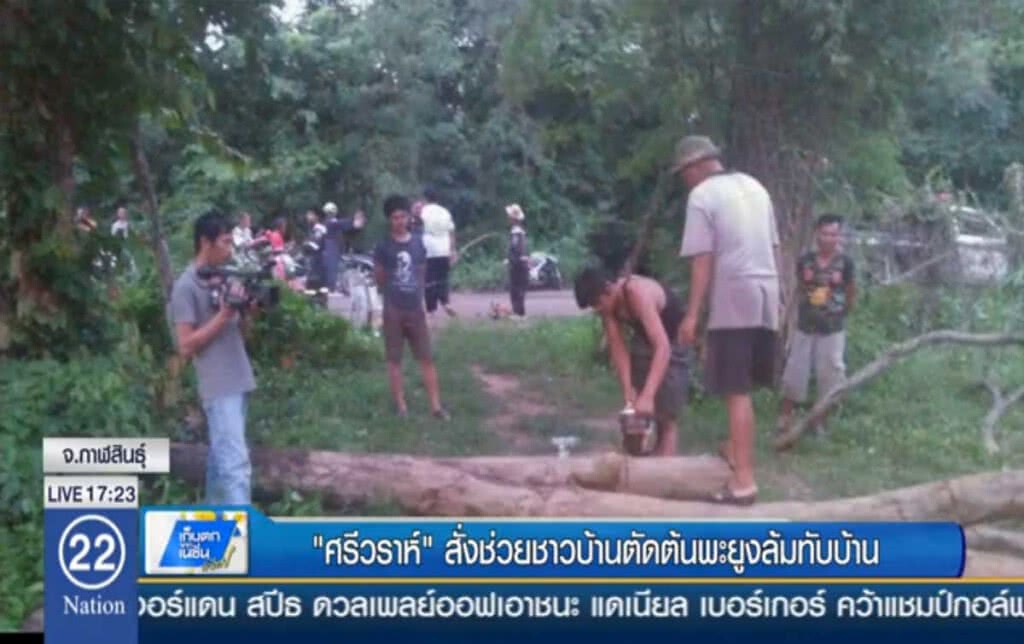 "ศรีวราห์" สั่งช่วยชาวบ้าน ตัดต้นพะยูงล้มทับบ้าน