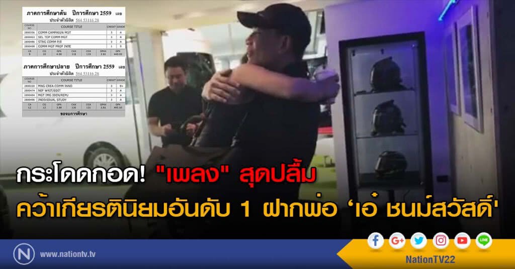 กระโดดกอด! "เพลง" สุดปลื้ม คว้าเกียรตินิยมอันดับ 1 ฝากพ่อ ‘เอ๋ ชนม์สวัสดิ์' กระโดดกอด! "เพลง" สุดปลื้ม คว้าเกียรตินิยมอันดับ 1 ฝากพ่อ ‘เอ๋ ชนม์สวัสดิ์'