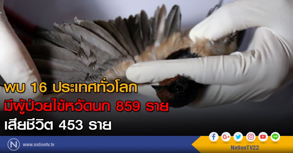 พบ 16 ประเทศทั่วโลก มีผู้ป่วยไข้หวัดนก 859 ราย เสียชีวิต 453 ราย พบ 16 ประเทศทั่วโลก มีผู้ป่วยไข้หวัดนก 859 ราย เสียชีวิต 453 ราย