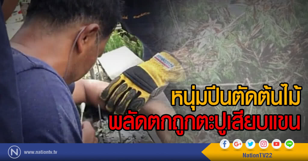 หนุ่มปีนตัดต้นไม้
พลัดตกถูกตะปูเสียบแขน หนุ่มปีนตัดต้นไม้
พลัดตกถูกตะปูเสียบแขน