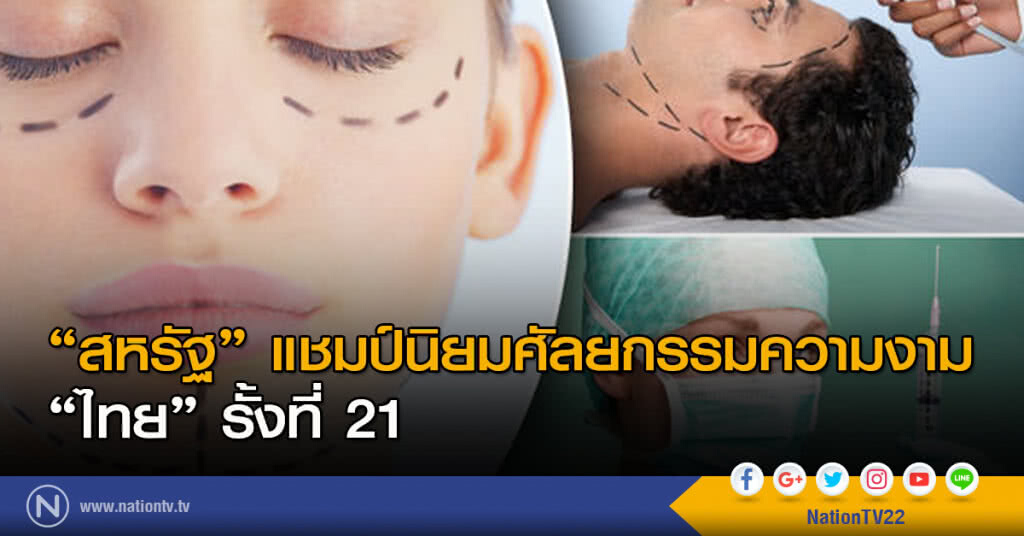 "สหรัฐ" แชมป์นิยมศัลยกรรมความงาม-"ไทย" รั้งที่ 21 "สหรัฐ" แชมป์นิยมศัลยกรรมความงาม-"ไทย" รั้งที่ 21
