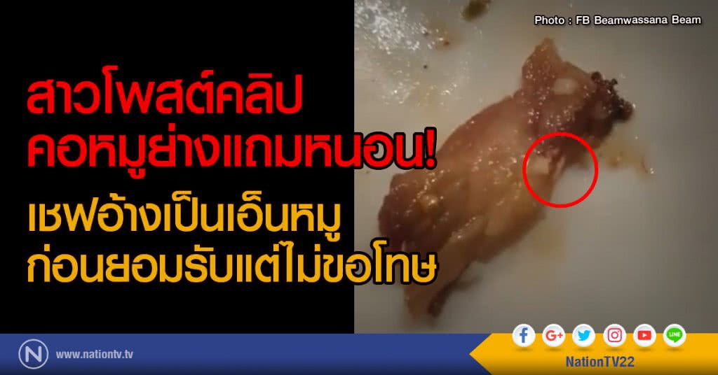 สาวโพสต์คลิปคอหมูย่างแถมหนอน!
เชฟอ้างเป็นเอ็นหมู ก่อนยอมรับแต่ไม่ขอโทษ สาวโพสต์คลิปคอหมูย่างแถมหนอน!
เชฟอ้างเป็นเอ็นหมู ก่อนยอมรับแต่ไม่ขอโทษ