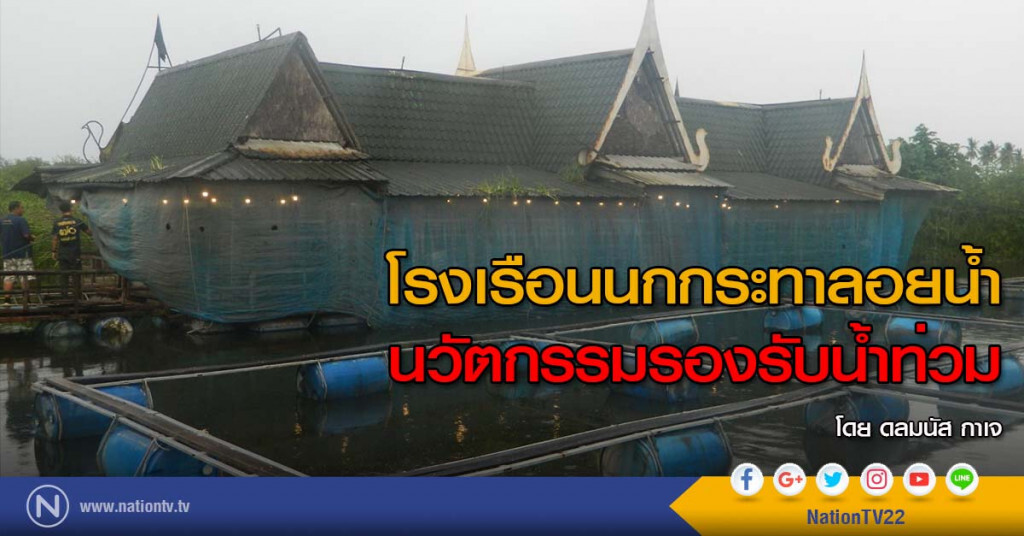 โรงเรือนนกกระทาลอยน้ำ
นวัตกรรมรองรับน้ำท่วม