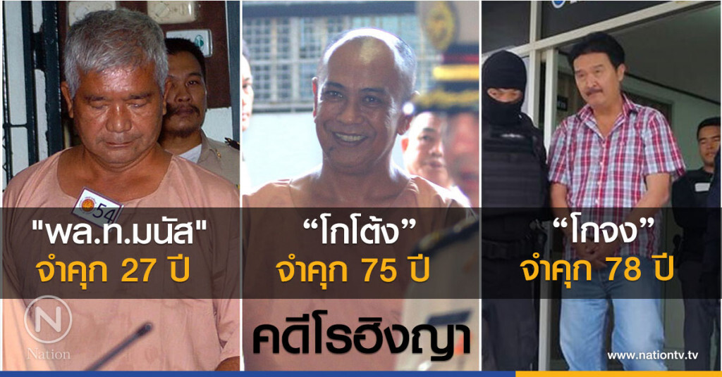 ศาลอาญาคดีค้ามนุษย์ ตัดสิน
"โกจง" จำคุก78ปี
"โกโต้ง" จำคุก 75ปี
พลโท มนัส จำคุก 27 ปี ศาลอาญาคดีค้ามนุษย์ ตัดสิน
"โกจง" จำคุก78ปี
"โกโต้ง" จำคุก 75ปี
พลโท มนัส จำคุก 27 ปี