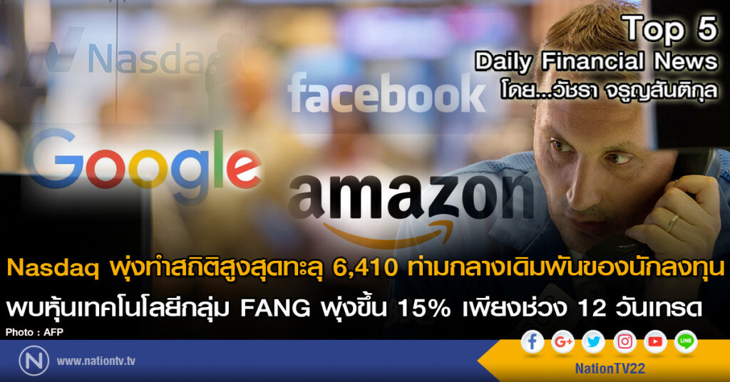 Nasdaq พุ่งทำสถิติสูงสุดทะลุ 6,410 ท่ามกลางเดิมพันของนักลงทุน