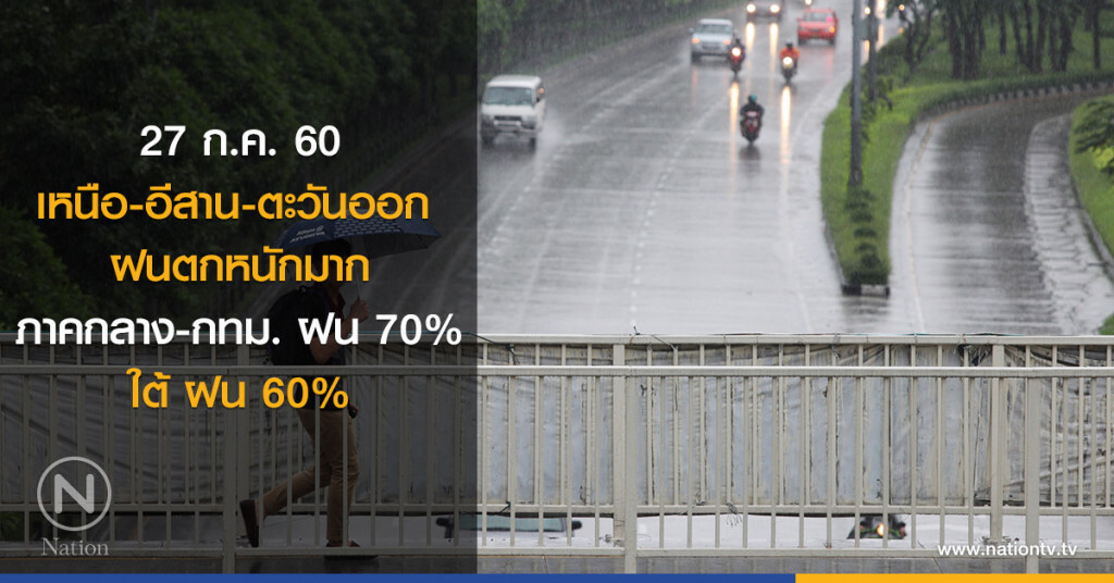 พยากรณ์อากาศประจำวันที่ 27 กรกฎาคม 2560