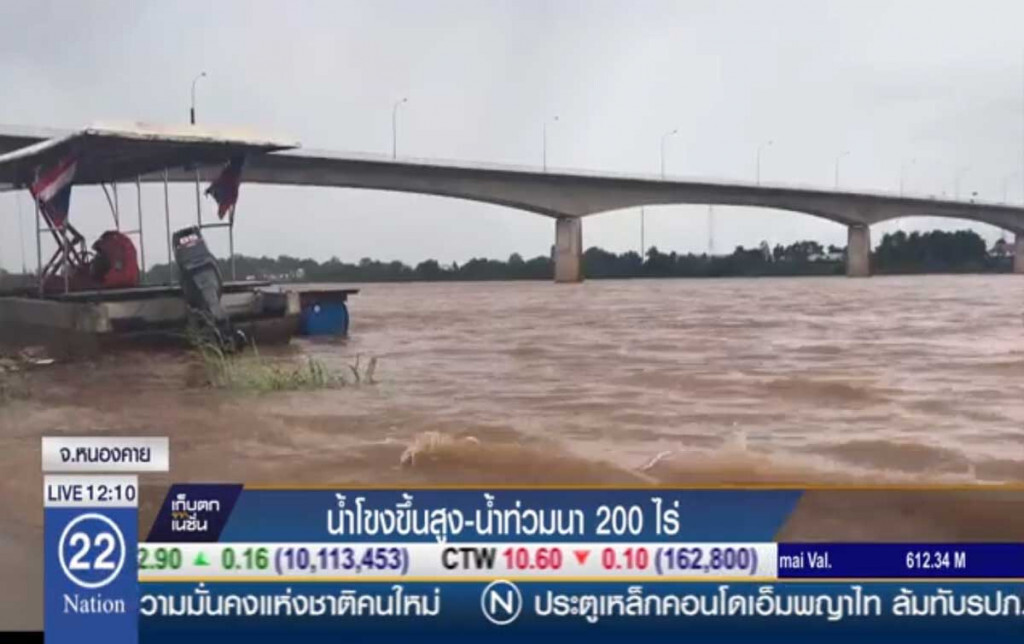 น้ำโขงขึ้นสูง น้ำท่วมนา 200 ไร่
