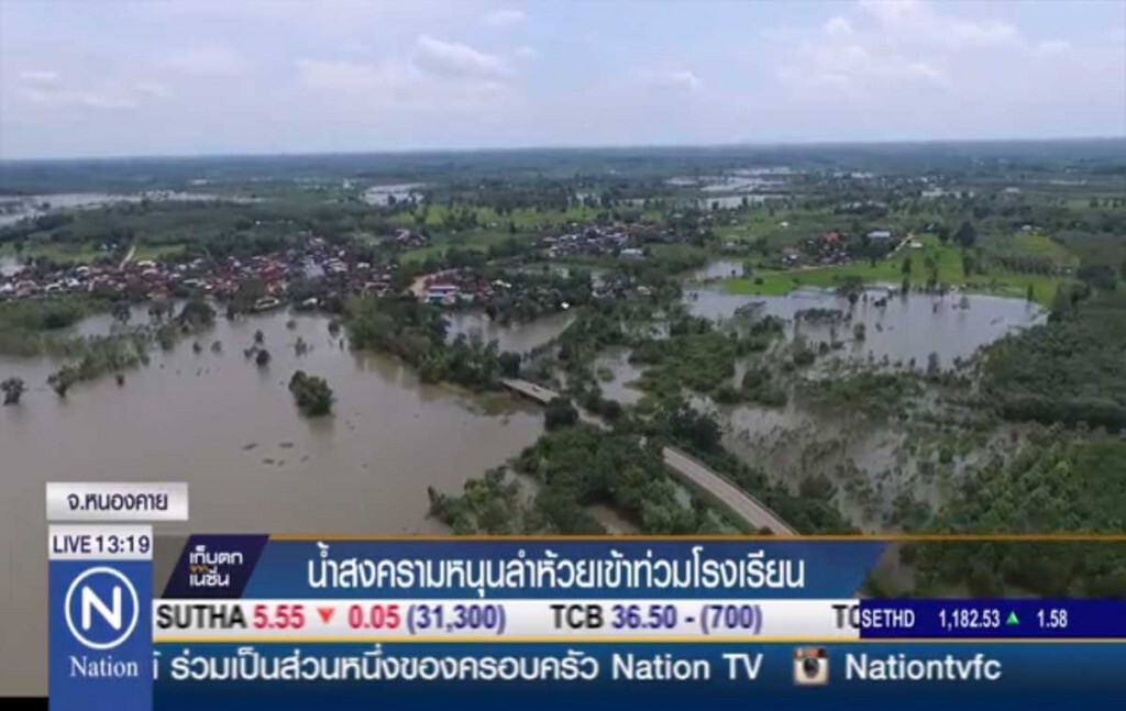 น้ำจากแม่น้ำสงคราม หนุนลำห้วยเข้าท่วมโรงเรียน น้ำจากแม่น้ำสงคราม หนุนลำห้วยเข้าท่วมโรงเรียน