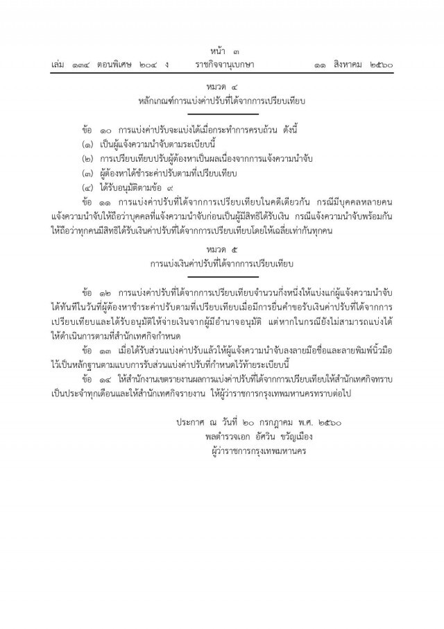 ออกแล้ว!! ระเบียบ กทม. แจ้งเบาะแสคนทำผิด ได้ส่วนแบ่งค่าปรับครึ่งหนึ่ง