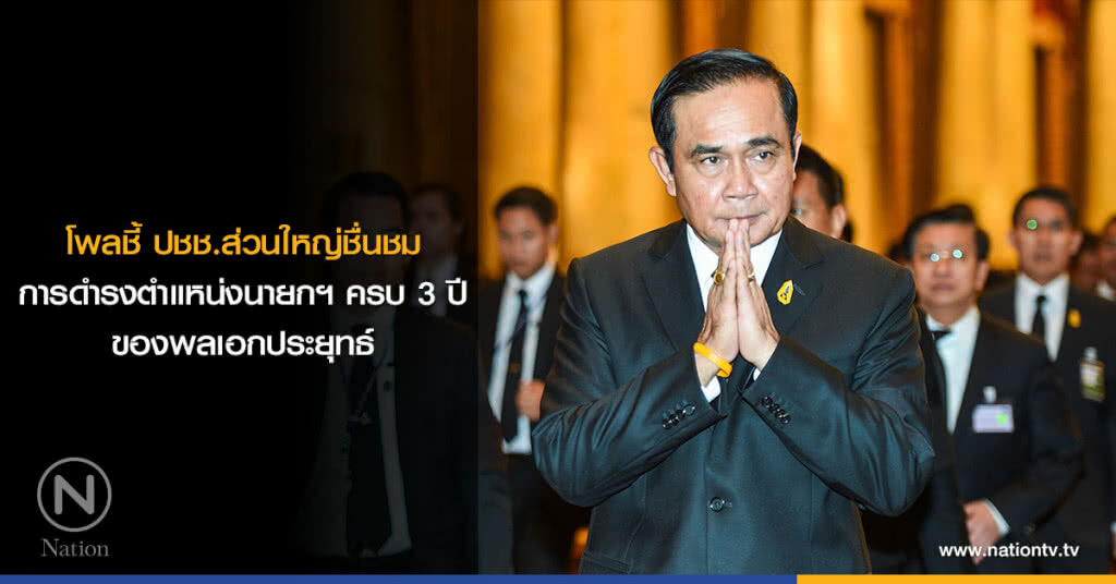 โพลชี้ ปชช.ส่วนใหญ่ชื่นชมการดำรงตำแหน่งนายกฯ ครบ 3 ปี ของพลเอกประยุทธ์