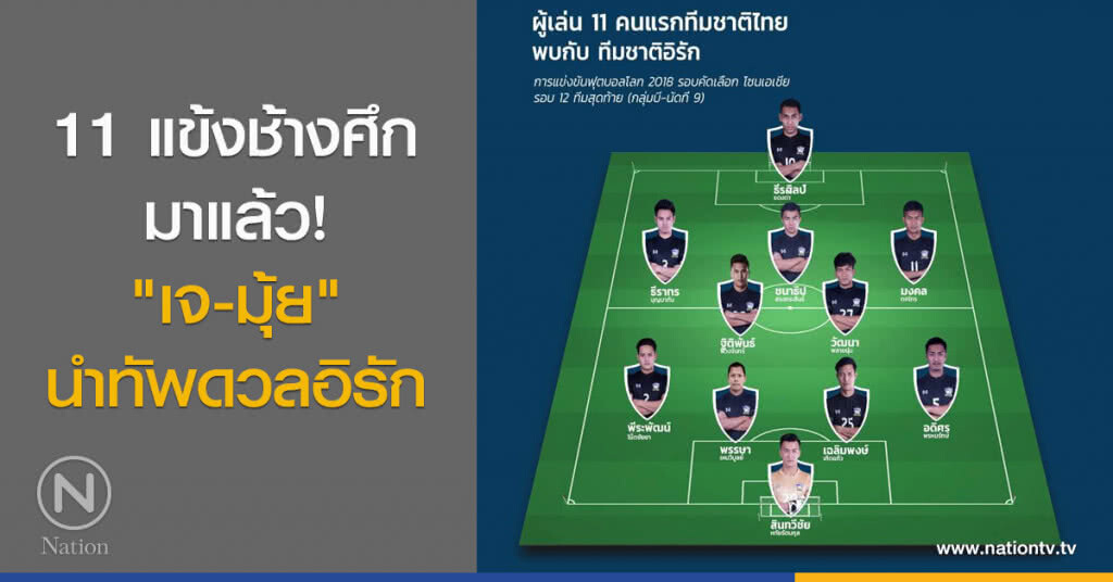 ชื่อ 11 แข้งช้างศึกมาแล้ว! "เจ-มุ้ย" นำทัพดวลอิรัก ชื่อ 11 แข้งช้างศึกมาแล้ว! "เจ-มุ้ย" นำทัพดวลอิรัก