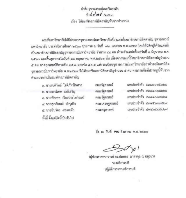เนติวิทย์
ถูกปลด!
ออกจาก
ประธานสภานิสิตจุฬาฯ