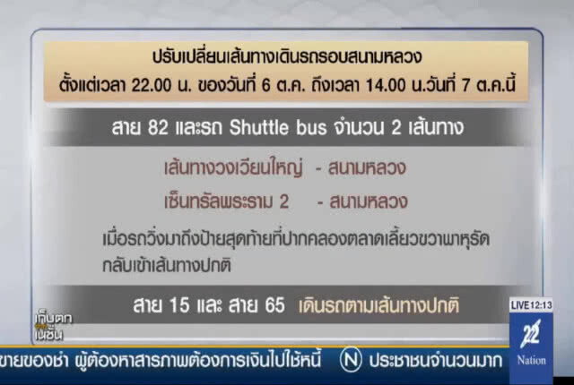 ปรับเส้นทางรถเมล์รอบ"สนามหลวง"