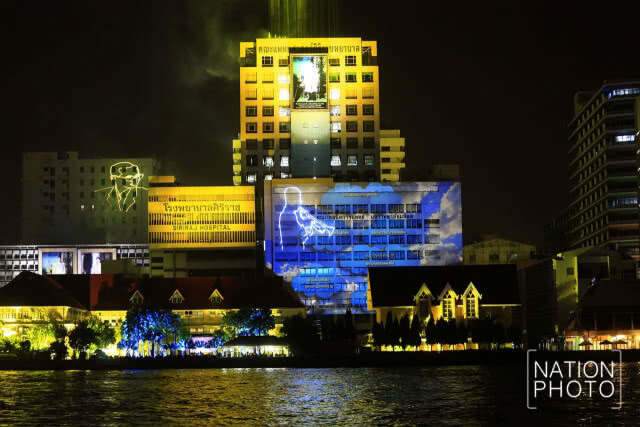 (ภาพชุด) ยิงแสงเลเซอร์พระบรมฉายาลักษณ์ ในหลวง ร.9 ไปยังคณะเทคนิคการแพทย์ ถวายราชสักการะ