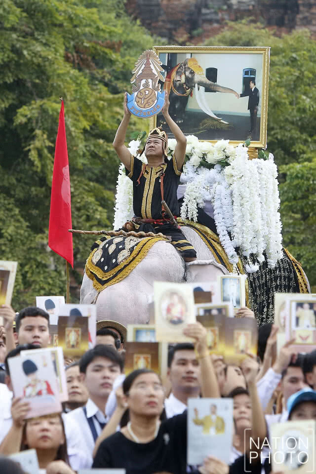 วังช้างอยุธยา แล เพนียด นำช้างจำนวน 9 เชือก ร่วมยืนถวายอาลัยเป็นเวลา 89 วินาที
