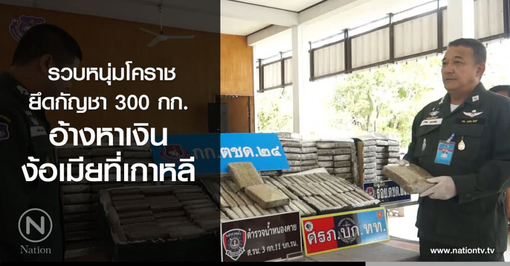รวบหนุ่มโคราช
ยึดกัญชา 300 กก.
อ้างหาเงินง้อเมียที่เกาหลี