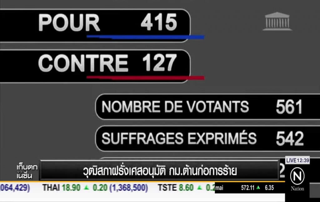 วุฒิสภาฝรั่งเศสอนุมัติ กม.ต้านก่อการร้าย