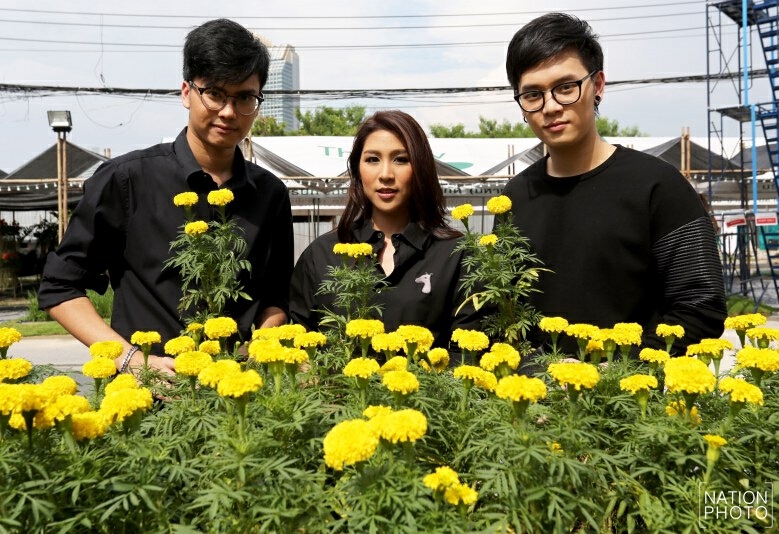 ‘นนท์-เอม-โบ๊ท’ ร่วมใจปลูกดาวเรือง