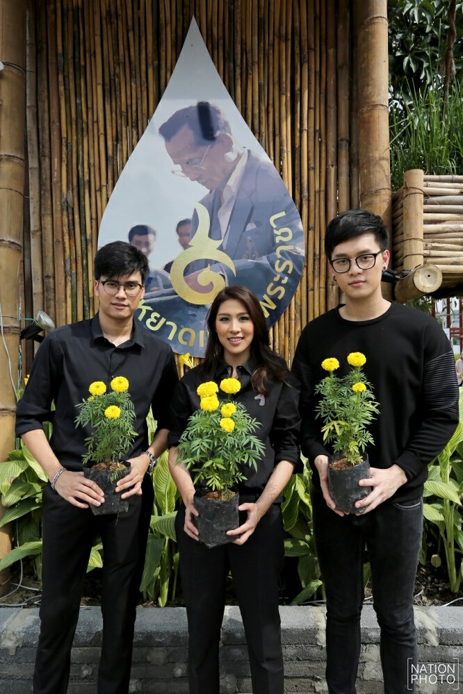 ‘นนท์-เอม-โบ๊ท’ ร่วมใจปลูกดาวเรือง