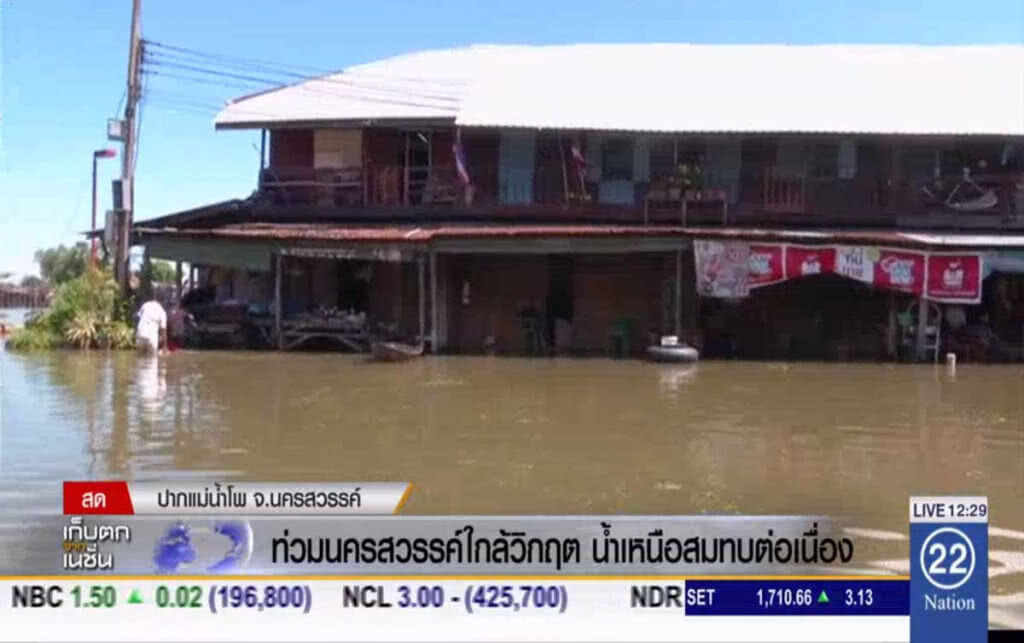 น้ำท่วมนครสวรรค์ใกล้วิกฤต น้ำเหนือสมทบต่อเนื่อง
