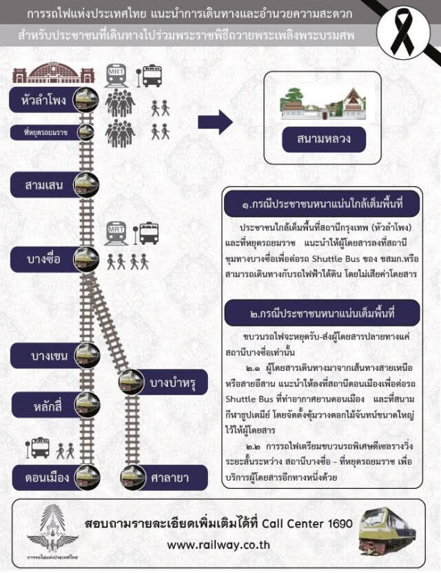 บริการขนส่งสาธารณะ
สำหรับประชาชนฟรี
ช่วงพระราชพิธีถวายพระเพลิงพระบรมศพ