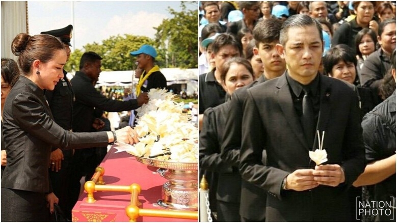 "ศรราม-นิโคล-เจมส์จิ"  ร่วมพิธีถวายดอกไม้จันทน์ที่พระเมรุมาศ