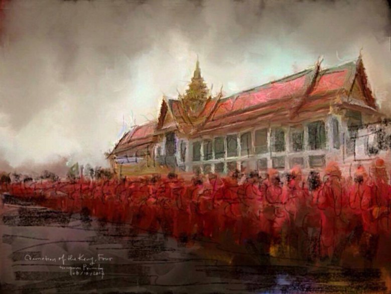 ภาพวาดสด(บนไอแพด) "งานพระราชพิธีถวายพระเพลิงพระบรมศพ" โดย ศ.ดร.สมภาร พรมทา