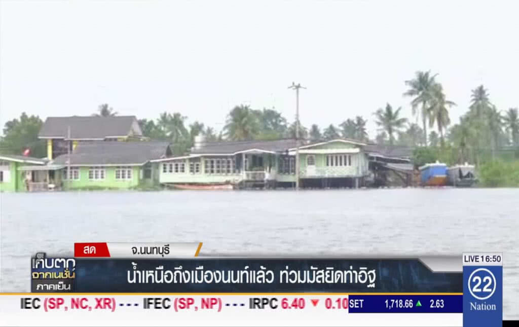 น้ำเหนือถึงเมืองนนท์แล้ว ท่วมมัสยิดท่าอิฐ