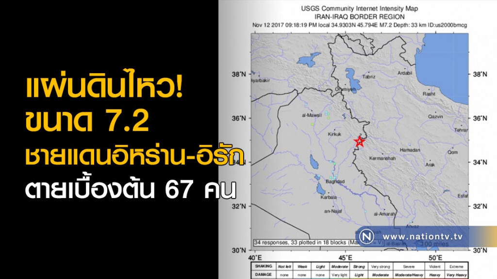 แผ่นดินไหวชายแดนอิหร่าน-อิรัก ตายเบื้องต้น 67 คน แผ่นดินไหวชายแดนอิหร่าน-อิรัก ตายเบื้องต้น 67 คน