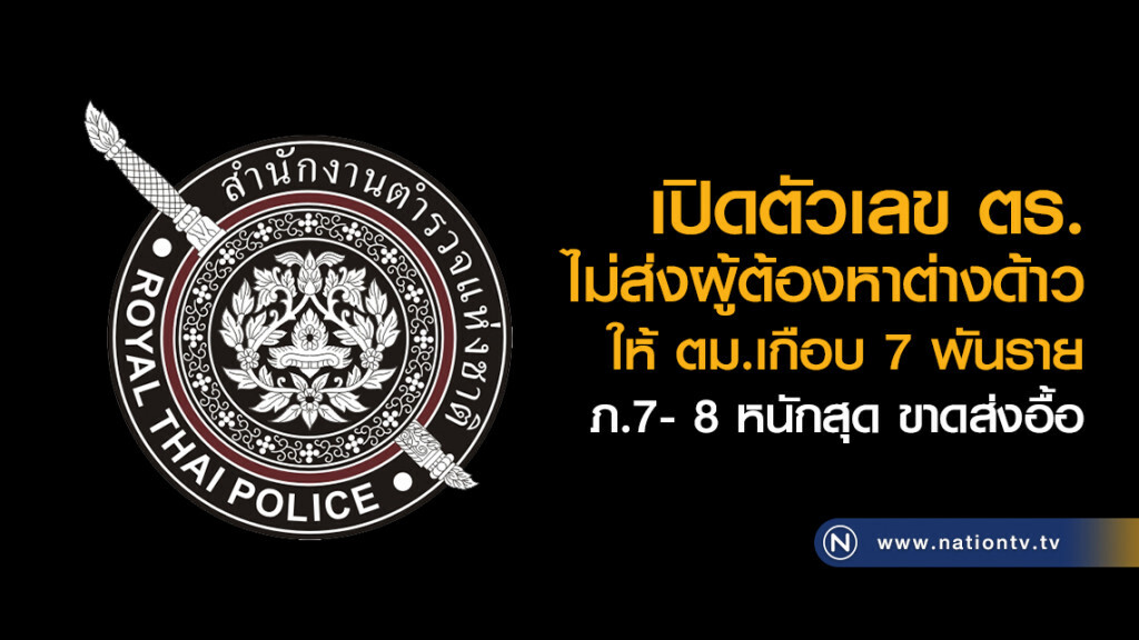 เปิดตัวเลข ตำรวจไม่ส่งผู้ต้องหาต่างด้าวให้ ตม.เกือบ7 พันราย ทั่วปท. ภ.7- 8 หนักสุด ขาดส่งอื้อ