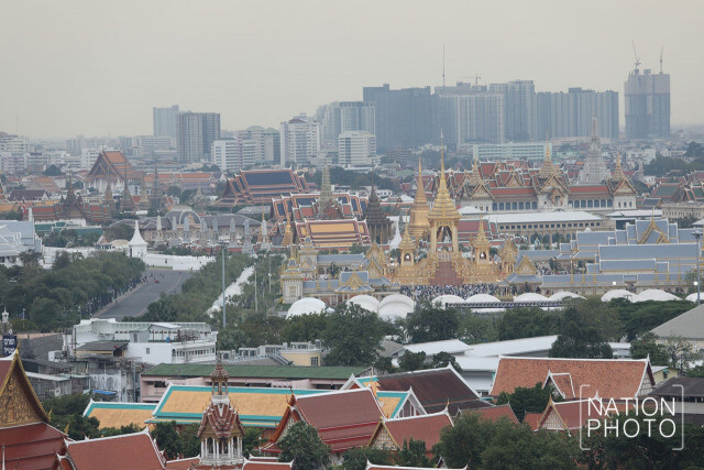 งดงาม! (ภาพมุมสูง)ภูมิทัศน์หน้าพระเมรุมาศ