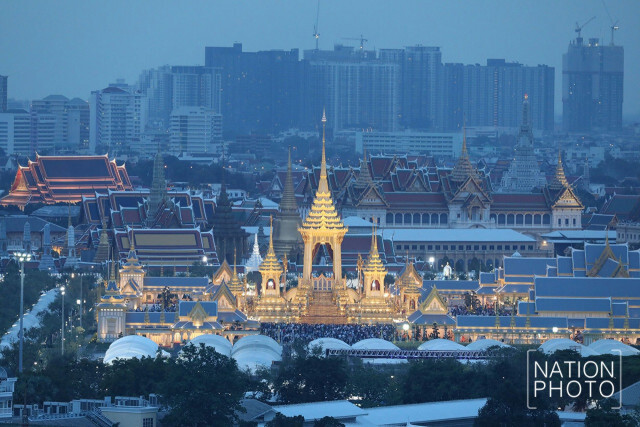 งดงาม! (ภาพมุมสูง)ภูมิทัศน์หน้าพระเมรุมาศ