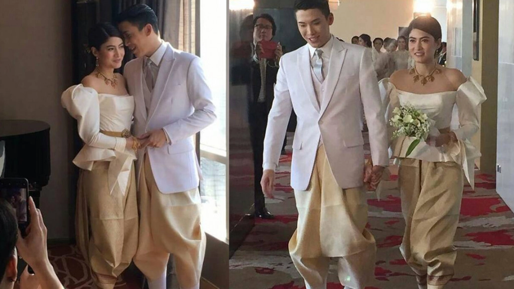 ป๊อก ควง มาร์กี้ รับพระราชทานน้ำสังข์สมเด็จพระเทพรัตนราชสุดาฯ หลังเข้าพิธีหมั้น สุดหวาน