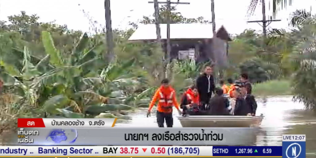 นายกฯ ลงเรือสำรวจน้ำท่วม นายกฯ ลงเรือสำรวจน้ำท่วม