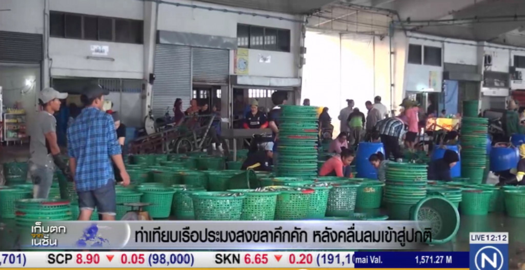 ท่าเทียบเรือประมงสงขลาคึกคัก หลังคลื่นลมเข้าสู่สภาวะปกติ