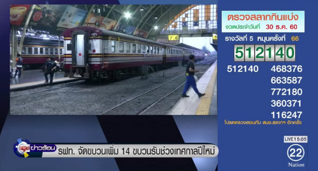 "รฟท." จับขบวนเพิ่ม 14 ขบวนรับช่วงเทศกาลปีใหม่ "รฟท." จับขบวนเพิ่ม 14 ขบวนรับช่วงเทศกาลปีใหม่