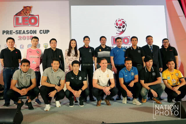 แถลงข่าวการแข่งขันฟุตบอล "ลีโอ ปรีซีซั่น คัพ 2018"
