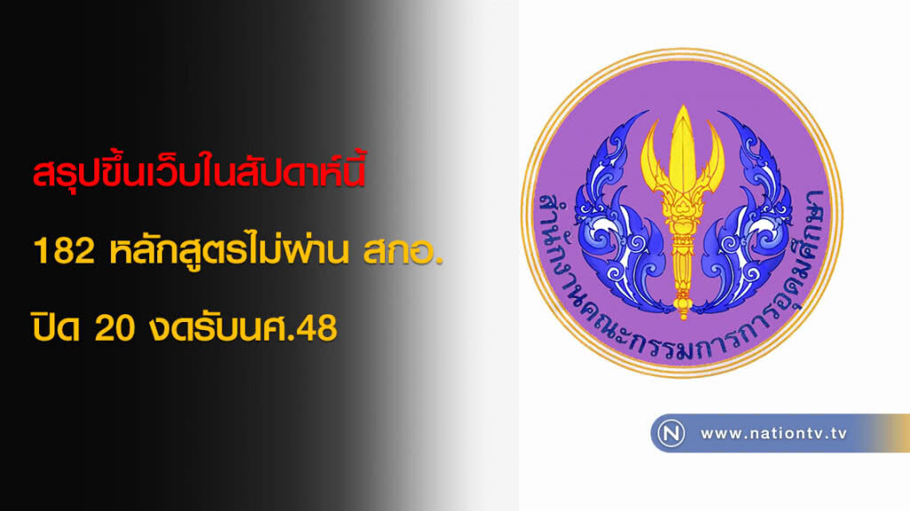 สรุปขึ้นเว็บในสัปดาห์นี้ 182 หลักสูตรไม่ผ่าน สกอ. ปิด 20 งดรับนศ.48 สรุปขึ้นเว็บในสัปดาห์นี้ 182 หลักสูตรไม่ผ่าน สกอ. ปิด 20 งดรับนศ.48