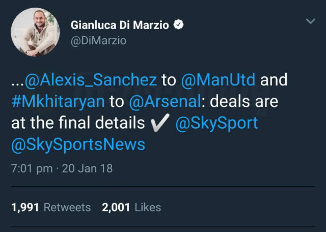 Sanchez 99.99% รอแค่ชูเสื้อแมนยูเท่านั้น