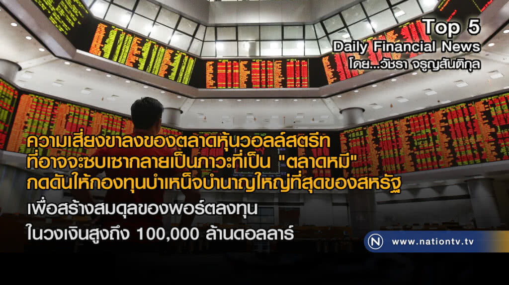 ความเสี่ยงขาลงของตลาดหุ้นวอลล์สตรีทที่อาจจะซบเซากลายเป็นภาวะที่เป็น "ตลาดหมี"