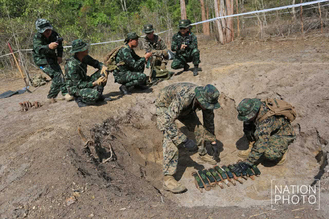 (ภาพชุด) ฝึกปฏิบัติการทำลายทุ่นระเบิดที่เก็บกู้สำเร็จ คอบร้าโกลด์ 2018