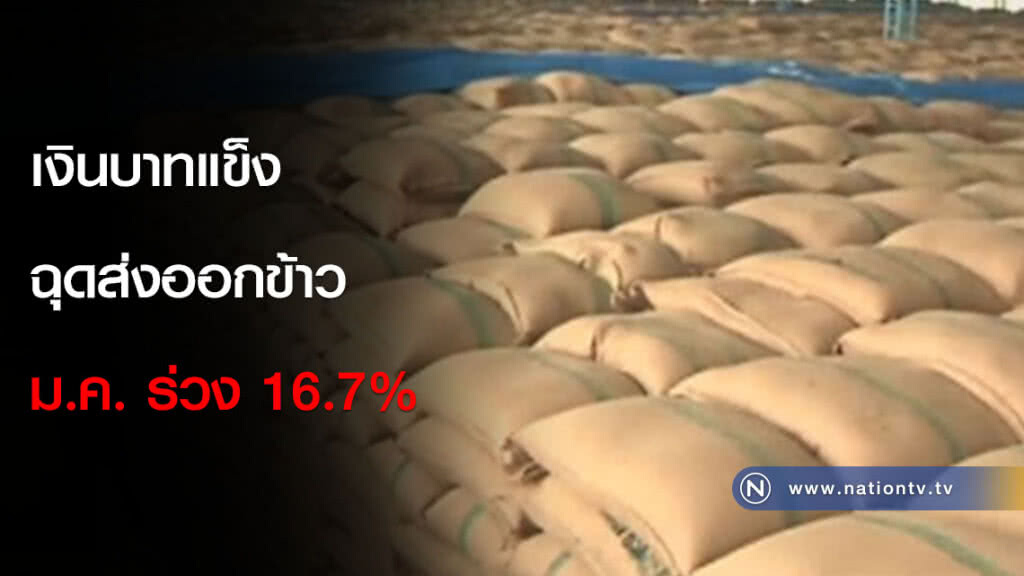 เงินบาทแข็งฉุดส่งออกข้าว ม.ค. ร่วง 16.7% เงินบาทแข็งฉุดส่งออกข้าว ม.ค. ร่วง 16.7%