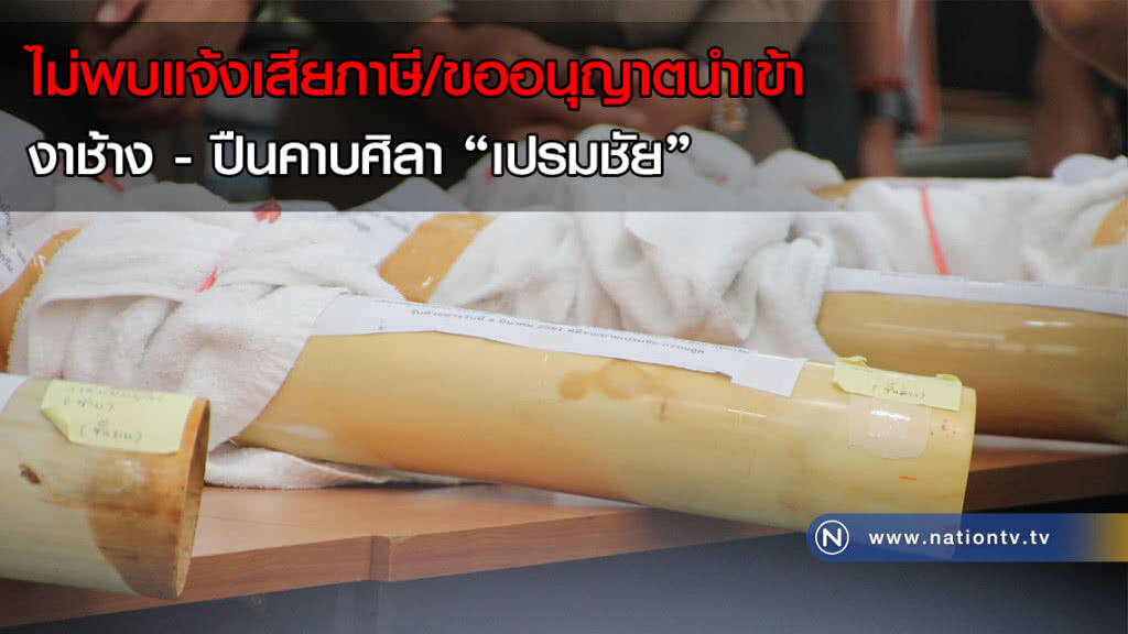 ไม่พบแจ้งเสียภาษี/ขออนุญาตนำเข้า งาช้าง - ปืนคาบศิลา "เปรมชัย"