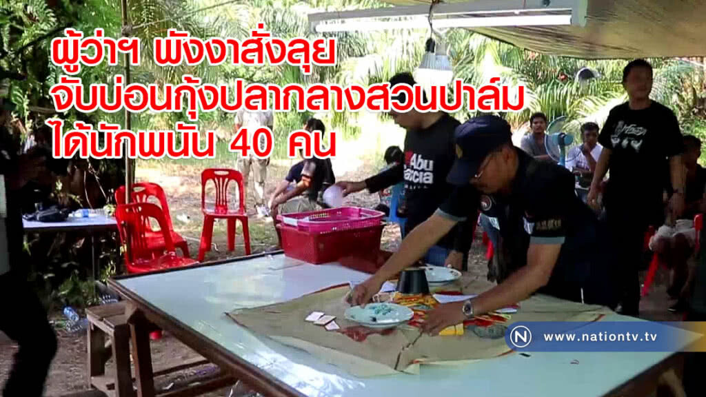 ผู้ว่าฯ พังงาสั่งลุยจับบ่อนกุ้งปลากลางสวนปาล์มได้นักพนัน 40 คน