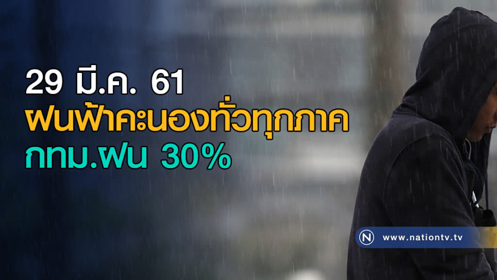 อุตุฯเผย วันนี้ฝนฟ้าคะนองทั่วทุกภาค - กทม.ฝน 30%
