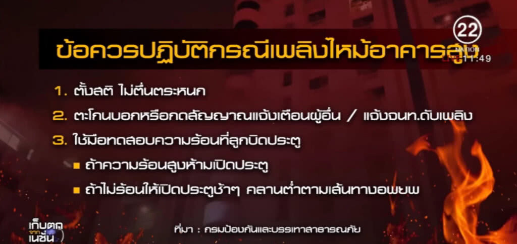 รู้ไว้ไม่เสียหาย กับข้อปฏิบัติเมื่อเกิดเหตุเพลิงไหม้อาคารสูง