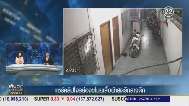 แชร์คลิป! "โจร" ย่องขโมยเสื้อผ้าสตรีกลางดึก