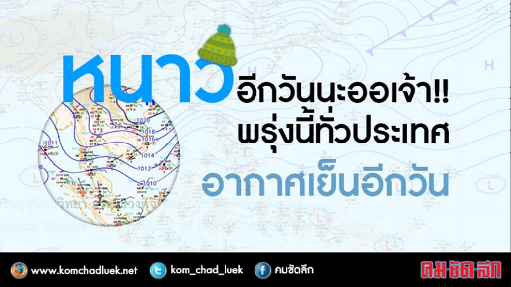 หนาวอีกวันนะออเจ้า!! พรุ่งนี้ทั่วประเทศอากาศเย็นอีกวัน หนาวอีกวันนะออเจ้า!! พรุ่งนี้ทั่วประเทศอากาศเย็นอีกวัน