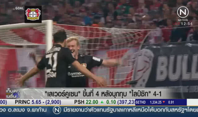 "เลเวอร์คูเซน" ขึ้นที่ 4 หลังบุกทุบ "ไลป์ซิก" 4-1