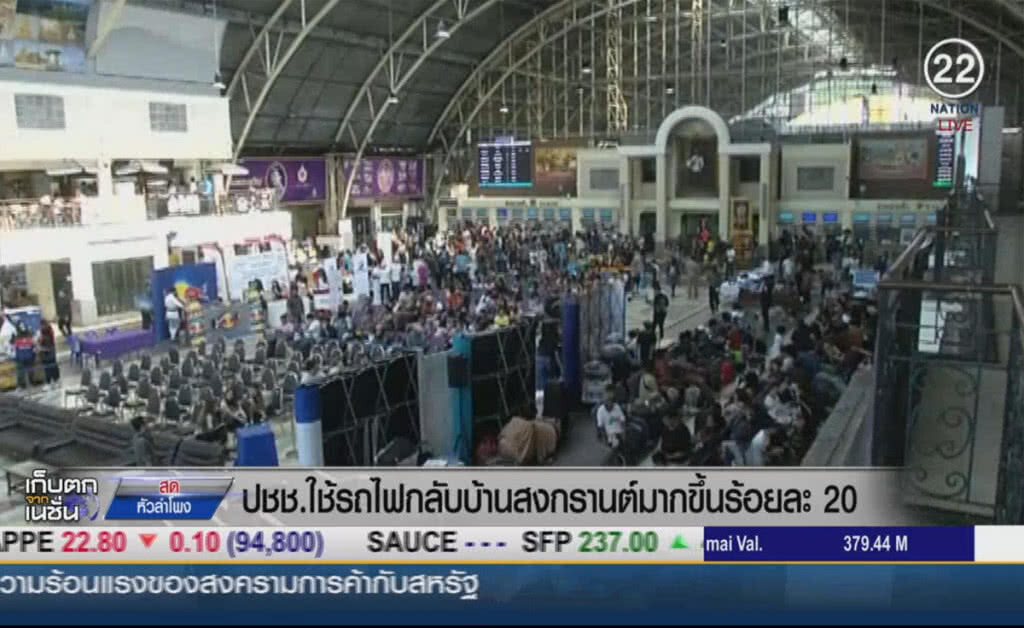 ประชาชนใช้รถไฟกลับบ้านสงกรานต์มากขึ้น ร้อยละ 20
